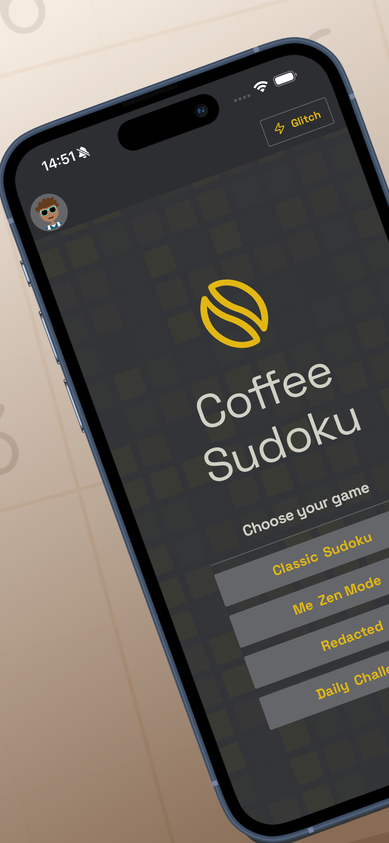 Coffee Sudoku puzzle board on a phone screen