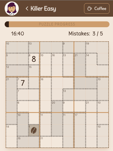 Coffee Sudoku Killer Mode preview